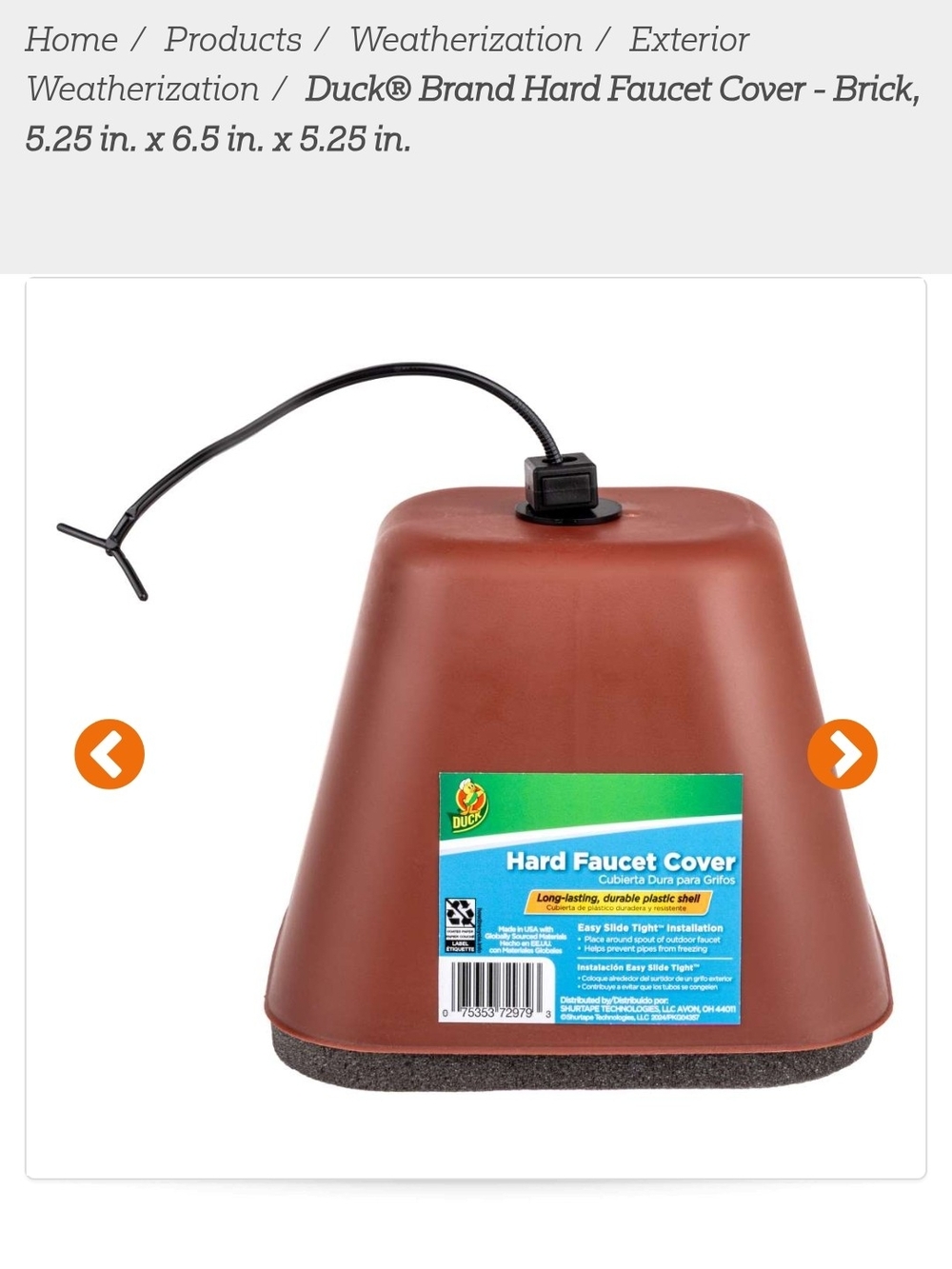 Send Out 10 In A Box Duck Brand Hard Faucet Cover in Brick Red